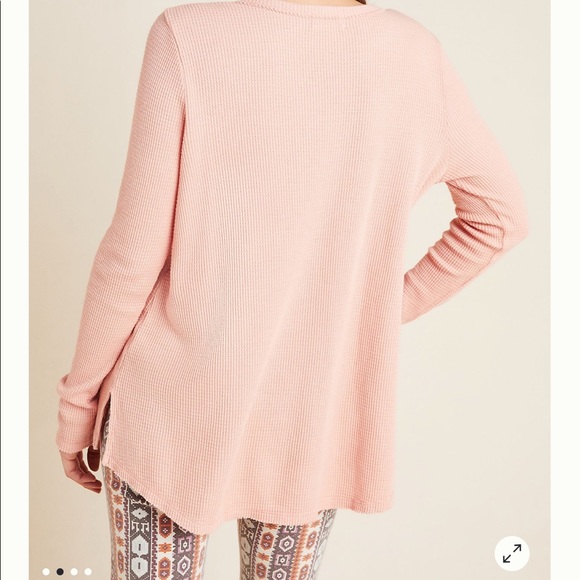 Anthro T.La Nadia Cut-out waffle tunic size M - Picture 2 of 9